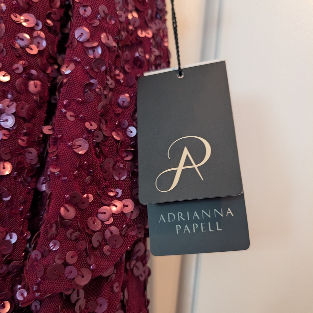 Adrianna Papell Wine Sequin Maxi Dress - Picture 6 of 9